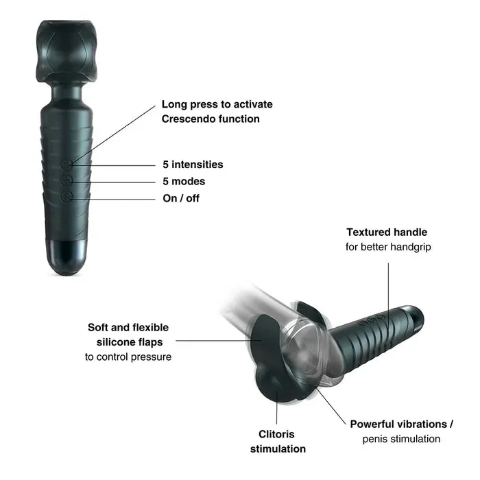 ManWand Evo 2in1 Frenulum Stimulator Wand with Crescendo Pine Grey Lovely Planet Female Sex Toys