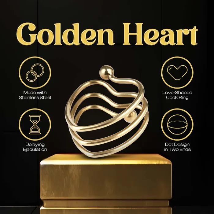 FRISKY BUSINESS SG Male Sex Toys Golden Heart Stainless Steel Cock Ring