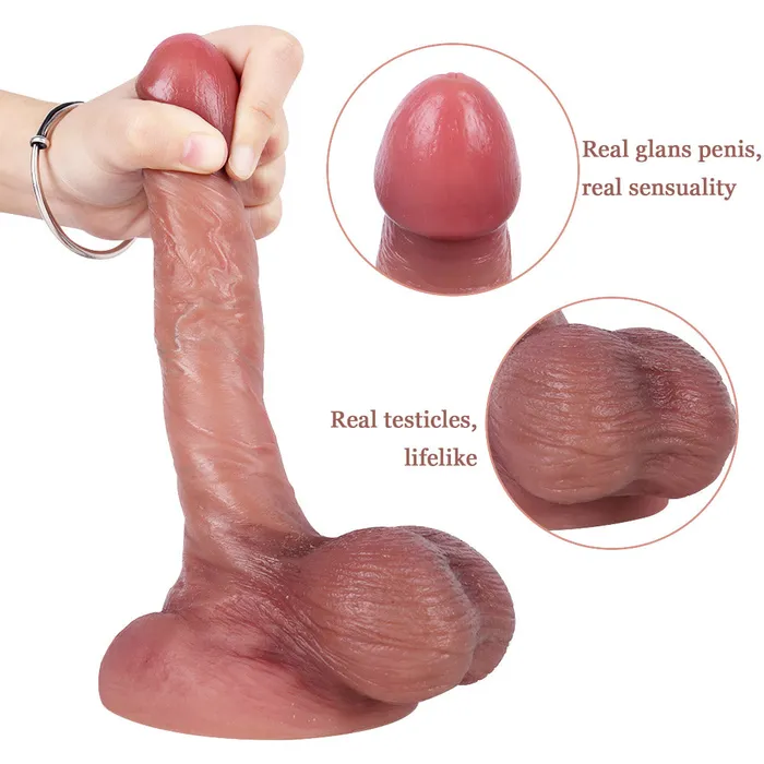 Female Sex Toys Modi G30 Ultra Realistic Dual Density Liquid Silicone Strong Suction Cup Dildo with Balls 71 Inch