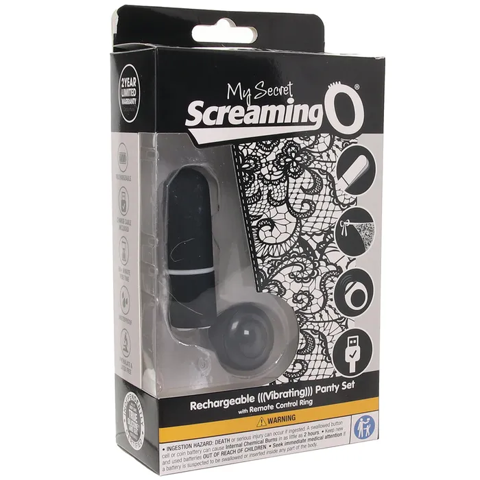 Screaming O Female Sex Toys Vibrating Panty Set with Remote Ring in Black Screaming O Female Sex Toys Vibrating Panty Set with Remote Ring in Black